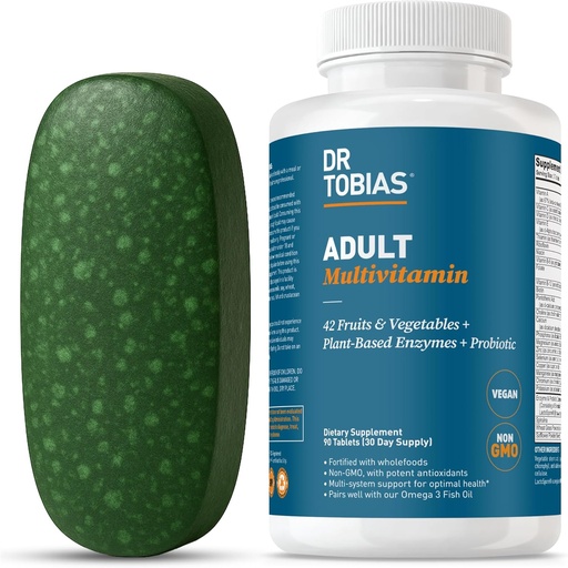 [BRSWIBI3OUBRGHI7] Dr. Tobias Multa Multivitamin per a Dones i homes, des de 42 Fruits, Vegetables, Plus Probiotics, Vegan Multivitamins per a homes i dones, No-GMO, 90 taules, 30 Servings
