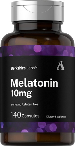 [BRSRAZAZB4FBQ3IU] Horbäach Berkshire Labs Melatonin 10mg | 140 Quick Release Capsules | Extra Strength Formula | Non-GMO, Gluten Free Supplement