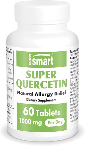 [BRSWIHQZBEMWK3TO] Supersmart - Super Quercetin 1000mg per Day (Patented QU995) - High Purity Quercetin Supplement - Natural Bioflavonoids | Non-GMO & Gluten Free - 60 Tablets