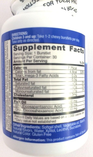 [BRSWKZYOOB5AYGYV] Kids Smart Hi DHA Omega-3 Fish Oil 30 ea, Chewable Burstlets, Berry,Pack of 2