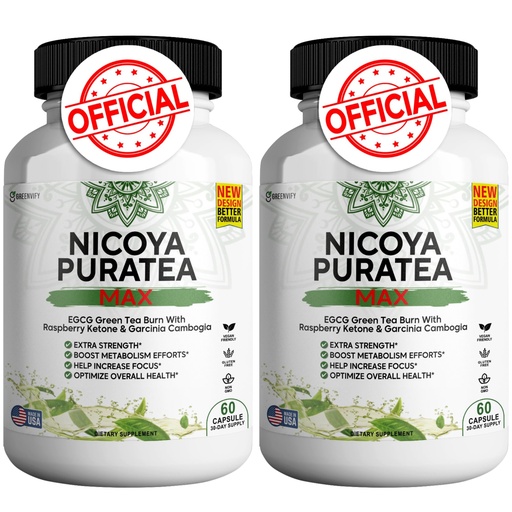 [BRSRABT6OR4BOHTB] Nicoya PuraTea Max Green Tea Extract & Green Coffee Bean for Metabolism Support, Natural Energy Boost, Antioxidant-Rich Supplement – 120 Capsules