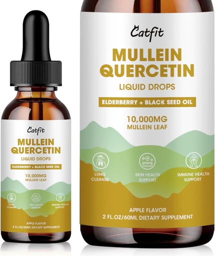 [BRSRAYI7OQPWEGQ2] Catfit Lymphatic Drainage tilgad kopsudele - Mullein Leaf Extract Vedel täiendus - Kopsupuhastus suitsetajatele - Võimas Mullein Tinktuur immuunsuse, naha ja hingamisteede tervise toetamiseks - 1 Fl Oz