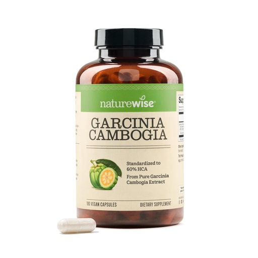 [BRSWIED4BN6BMHTM] Naturewise Garcinia Cambogia - 60% HCA Concentration Extract, Natural Support for Weight Goals and Energy Levels - Vegan, Non-GMO, Gluten Free - 180 Capsules[2-6 Month Supply]