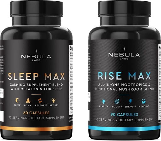 [BRSRAZYZPIBW2HI6] Tidur MAX & Rise MAX Profesional Bundle All- inone Premium Nootropics & Functional Mushroom Blend & Calming Blend for Sleep
