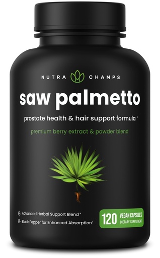 [BRSWYYDYDMBAGAD4] NutraChamps Saw Palmetto Supplement for Prostate Health [Extra Strength] 600mg Complex with Extract, Berry Powder & Herbs - Supports Healthy Urination Frequency, 120 Capsules
