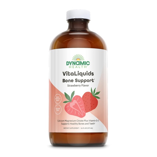 [BRSWIYT3PMDAYC3K] Dynamic Health VitaLiquids Bone Support - Calcium Magnesium Supplement with Vitamin D - Supports Strong Bones with Calcium Citrate, Vitamin D3 - Strawberry Flavor - Gluten Free, 32 Servings, 16oz | Liquid Calcium Magnesium Supplement for Women & Men, With Vitamin D, Muscle and Bone Health Support with Magnesium & Calcium