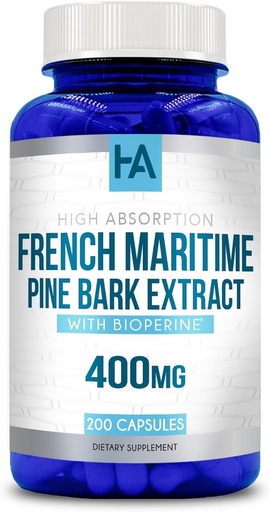 [BRSRA2QFBEGQMH3V] French Maritime Pine Bark Extract Capsules | French Pine Bark Extract Supplement with BioPerine for Enhanced Absoprtion Standardized to 95% Proanthocyanidins | Vegan Non-GMO Soy Free (200 Capsules)