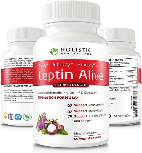 [BRSWGFIHBB5AYFDJ] Holistic Health Labs Maximum Leptin Weight Management for Women, Extra Strength - MeraTrim, Carnipure and Cissus Quadrangularis Natural Metabolism Support and Cravings Management. 60 Veggie Capsules