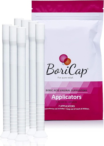 [BRSWKH3YBUBRWEDL] BoriCap - Boric Acid Vaginal Suppository Applicators - Solución higiénica para la inserción de aplicador de deslizamiento fácil - lavado y reutilizable - Feminine Care and Hygiene Products - Made in USA by Heale - 7 ct