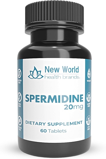 [BRSRMAAQBV5AGE3F] 새로운 세계 건강 브랜드 순수한 spermidine (20mg) | 60 정제 - Fertility, Anti-Aging & Reproductive Health Support, 삼키기 쉬운