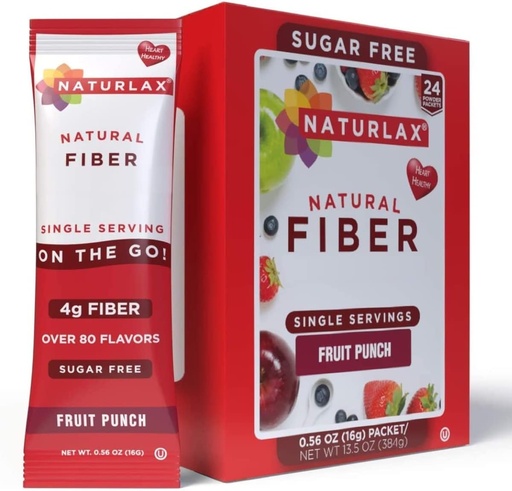 [BRSWYYARBEGRUCT4] Sugar-Free Fruit Punch Flavored Psyllium Husk, 24 Fiber Packets