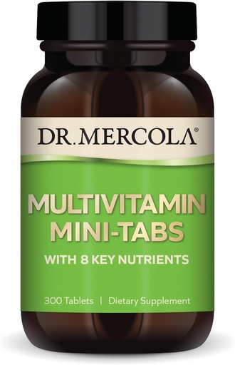 [BRSRAYIPC57G22TP] Dr. Mercola Multivitamine Mini-Tabs, 30 Serviri (300 comprimate), cu 8 Nutrienti cheie, Suplimente dietetice, Suporturi Imuna si sanatatea creierului, Non-GMO