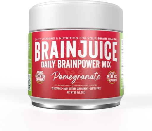 [BRSWGFQYCIOWKG33] BraonJuice Nootròpics compatible amb el cervell suplementari, Guten Free Powder per a l'Energia i el focus, Bejeu amb L Thea9, Alfa GPC, GPC, GAsticic Te verd Extracteine Cafene, Poomgrate, 15 Servines