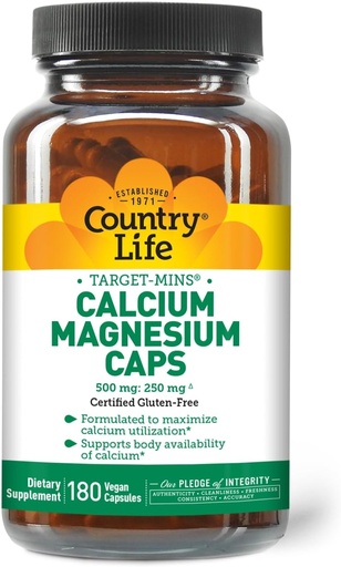 [BRSWIYT3OMAB4ADA] Country Life Target-Mins Kalsium maşın Kompleksi - 1000mg kalsium, 500mg maşın, Qızıl Sağlamlıq