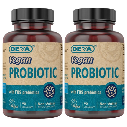 [BRSROAYCA4PQEYLZ] DEVA Vegan Probiotic with FOS Prebiotics Supplement - 2 Billion CFU with 100 MG of Prebiotics Per Serving for Men & Women - Non-Dairy Gluten Free - Naturally Shelf Stable - 90 Capsules (Pack of 2)