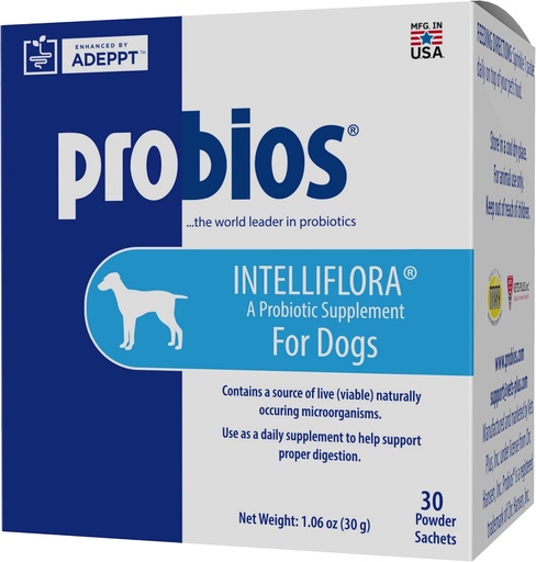 [BRSWGY3QCIHRY2AZ] Probios Intelliflora for Dogs, Daily Probiotic Powder, Nutritional Supplement for Gut Health, Digestion & Immune Support, 30 sachets