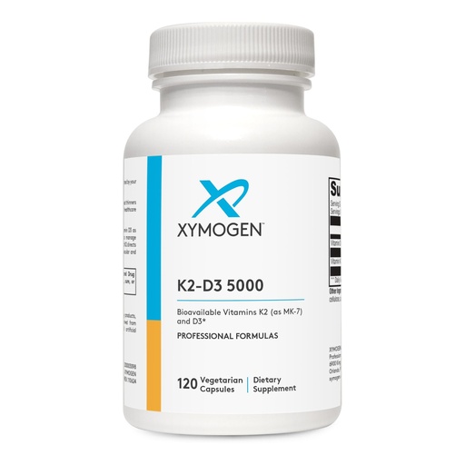 [BRSWIYIZCINRGF3G] XYMOGEN K2-D3 5000 - Vitamin D3 K2 Supplement for Immune, Bone & Cardiovascular Support* - Non-GMO, Gluten Free, Vegetarian - 120 Capsules