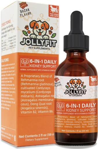 [BRSRAAQEAQDWEYI2] 6-in-1 Kidney Support for Dogs & Cats – Promotes Healthy Kidney Function, Energy Levels & Fluid Balance – Veterinarian Formulated Herbal Supplement with Vitamin B2 & B6 – 2 fl oz (59 ml)