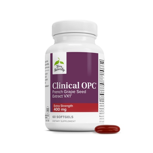[BRSWKZYOAJ6GMELC] Terry Naturally Clinical OPC Extra Strength - Cardiovascular Health & Focus Support - Supplement with Grape Seed Extract - Immune Support Supplement - 60 Softgels