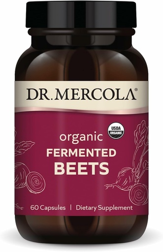 [BRSWYGT6OIMAMFA2] Dr. Mercola Organic Fermented Beets - Nitric Oxide Support - USDA Organic, Non-GMO, Gluten- Free & Soy- Free - 60 kapszula