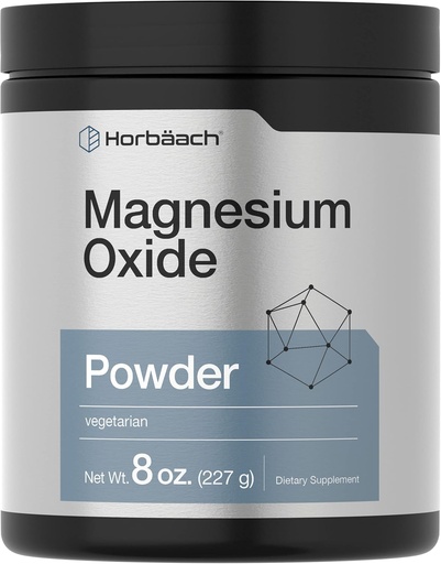 [BRSRMHTQOIJQKYDO] Horbäach Magnesium Oxide Powder | 400mg | 8 Ounces (227 g) | Vegetarian, Non-GMO, and Gluten Free Supplement