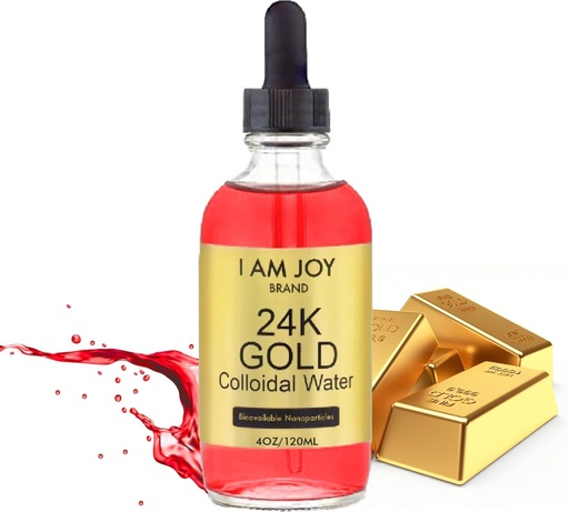 [BRSW2HY7O4BRMCT6] I Am Joy co. Liquid Colloidal Gold 24k 99.99% Pure 100ppm Ruby Red Water Based All Natural Electrolysis 4oz Glass Bottle