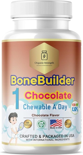 [BRSRAZQDAUDQM2D2] Kids Bone Builder 1 Chewable A Day Halal Vitamins Chocolate Flavor for Age 4-12 60 Servings