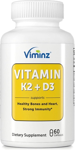 [BRSRABQBA4FWAYAZ] Vitamin D3/K2-5,000 IU (125 mcg) - 60 Capsules - Supports Healthy Bones & Heart, Strong Immunity