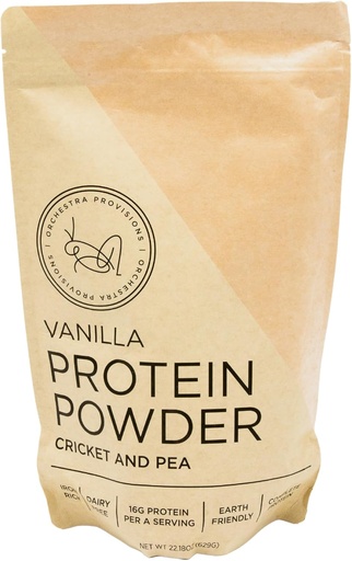 [BRSW2ZD6OQMQ4DTB] Vanilla Cricket and Pea Protein Powder Blend, 16g of Complete Protein, Lactose-Free, Whey-Free