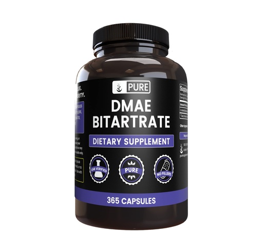 [BRSWYCA7DEMQI2QV] Pure Original Ingredients DMAE Bitartrate (365 Capsules) No Magnesium Or Rice Fillers, Always Pure, Lab Verified