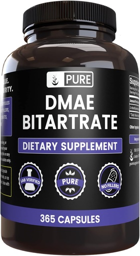 [BRSWYCA7DEMQI2QV] Pure Original Materiallar DMAE Bitartrate (365 Kapsüller) Heç bir maşın və ya Rice Doldurucular, Hər zaman Pure, Lab uyğun