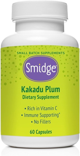 [BRSW2ZIBDMNR4DLX] Smidge® Kakadu Plum Capsules, 60 ct. Pure, Non-GMO Vitamin C from Australian Kakadu Plum. No Fillers, No Ascorbic Acid