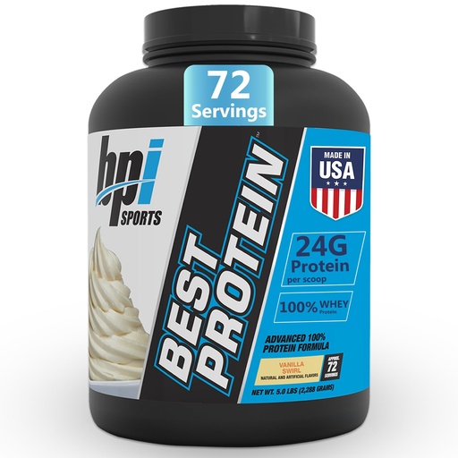 [BRSWKHD4C4MQIF3G] BPI Sports Best Protein – 100% Whey Protein Powder – Muscle Growth, Recovery, Meal Replacement – No Fillers, Gluten-Free – Best Protein Powder for Men & Women | Vanilla Swirl – 5 Pounds