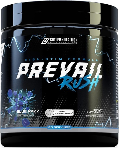[BRSRMZ3RDIFBO3Q2] Cutler Nutrition High Stim Pre Workout Powder Prevail Rush Preworkout for Men & Women for Intense Pumps Energy and Focus with Caffeine NO3T Betaine and Dynamine | Sour Blue Razz (20 Servings)