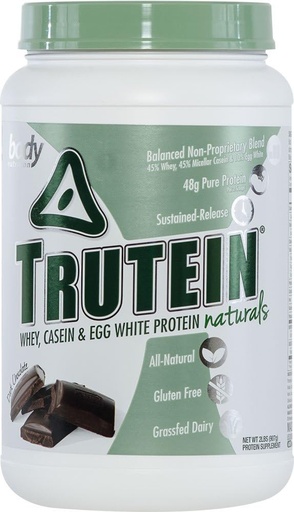 [BRSWKEAZOEHG2CL4] Body Nutrition Protein Powder - Trutein Naturals Dark Chocolate 2lb Whey, Casein & Egg White - Natural Low Carb Keto Friendly Drink - Lean Muscle Builder, Weight Loss, Workout, Recovery