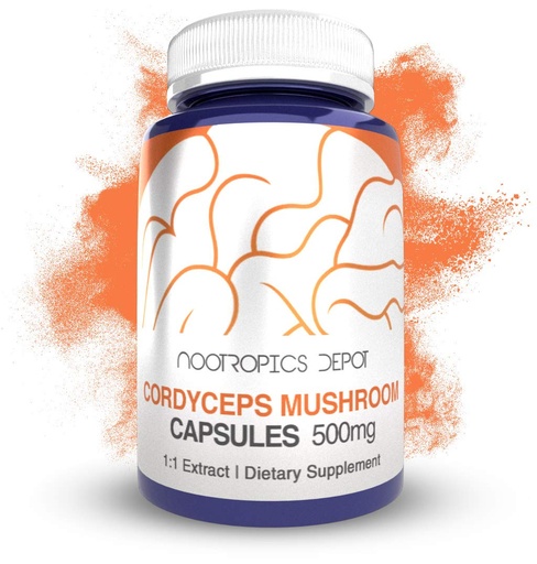 [BRSWKGQPBV6B6232] Nootropics Depot Cordyceps Mushroom Capsules | 500mg | 180 Count | Cordyceps militaris | Whole Fruiting Body Mushroom Supplement | Supports Healthy Immune System