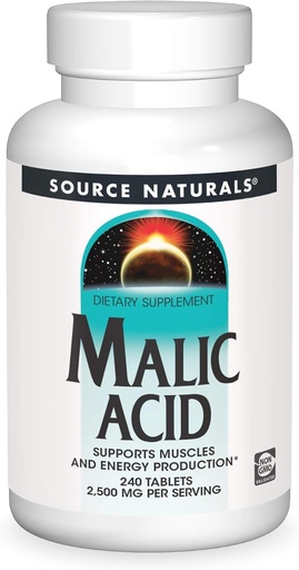 [BRSWKHD5CB5ACG3C] Source Naturals Malic Acid, Muscles və Enerji İstehsalçısı *, 2500 mg - 240 Tablet