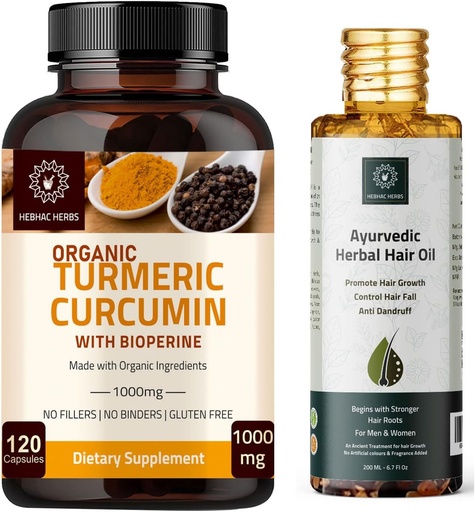 [BRSRAY35AF7QAGTO] Turmeric Curcumin Capsules and Ayurvedic Herbal Hair Oil