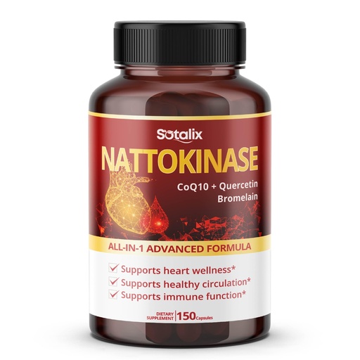 [BRSROGT3CQPB4HT7] Nattokinase with CoQ10 + Red Yeast Rice Quercetin + Bromelain -Immune Booster (150-day Supply (Pack of 1))