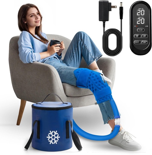 [BRSRAGQ2OB6GY3Y6] Cold Therapy Machine, Ice Machine for Knee Care After-Surgery, Knee Replacement Recovery Equipment Aids Pack, Cryotherapy System w/Compression Wrap Pad for Ankle, Foot, ACL Relief