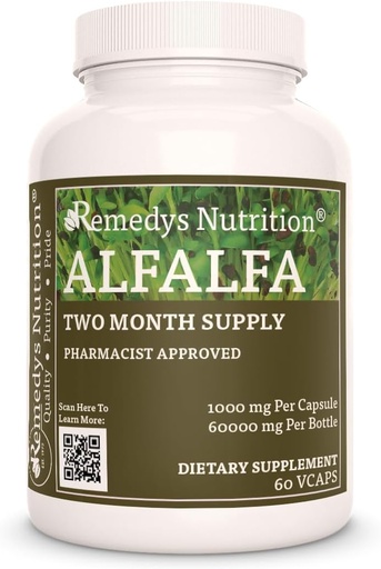 [BRSWYEAQDN5R4C3A] Remedy’s Nutrition Alfalfa - 1,000 mg, 60 Vegan Capsules Herbal Dietary Supplement - Two Month Supply