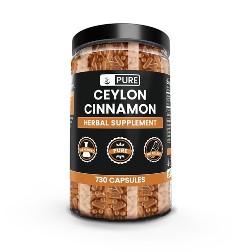 [BRSWYCDYCJYBQCQY] PURE ORIGINAL INGREDIENTS Ceylon Cinnamon (730 Capsules) No Magnesium or Rice Fillers, Always Pure, Lab Verified