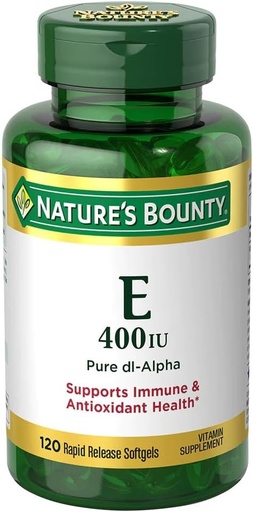 [BRSWIZDYAQCQCGA3] Nature's Bounty E-400 IU Pure dI-Alpha Softgels, 120 Count