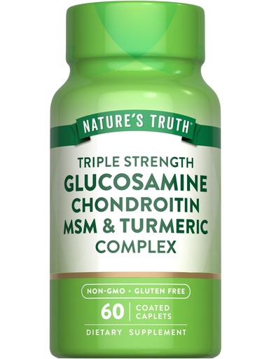 [BRSWECTQBMCBSFD3] Nature's Truth Glucosamine Chondroitin MSM Complex | 60 Caplets | with Turmeric | Triple Strength Formula | Non-GMO and Gluten Free Supplement