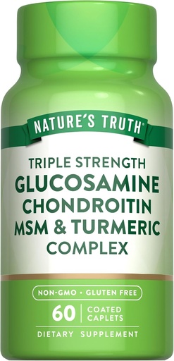 [BRSWECTQBMCBSFD3] Nature's Truth Glucosamine Chondroitin MSM Complex | 60 Caplets | with Turmeric | Triple Strength Formula | Non-GMO and Gluten Free Supplement