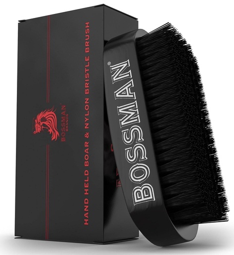 [BRSWGAQ7OBYBGA3O] Bossman Beard Brush for Men - Hand Held Boar & Nylon Bristle Brush - Detangling Brush for Beard and Hair Care