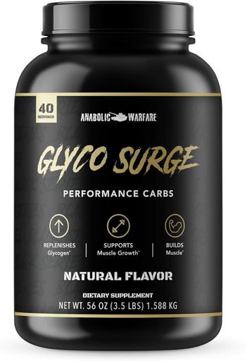 [BRSWGAIDCQCRQEYY] Anbolic Warfare Glyco Surge Glycogen supplement Performance Carbs to Assistance Lean Muscle Growth, Post Workout Recovery and Endurance* (Natural – 40 Servings)