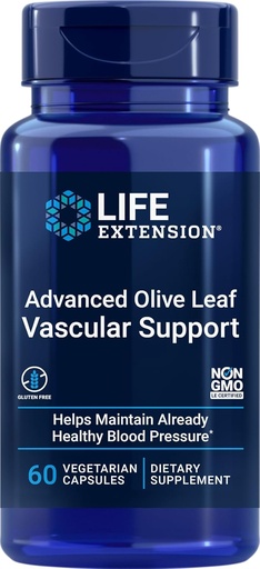 [BRSWIHAAAF6BAAY5] Life Extension Advanced Olive Leaf Vascular Support, Olive Extract, Celery Extract, oleuropein, Blood Pressure Health Support, Cardiovascular Health, Vegetarian, Gluten-Free, Non-GMO, 60 Capsules