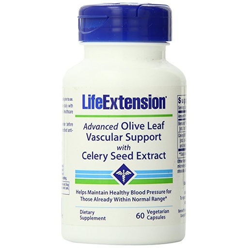 [BRSWIHAAAF6BAAY5] Life Extension Advanced Olive Leaf Vascular Support, Olive Extract, Celery Extract, oleuropein, Blood Pressure Health Support, Cardiovascular Health, Vegetarian, Gluten-Free, Non-GMO, 60 Capsules