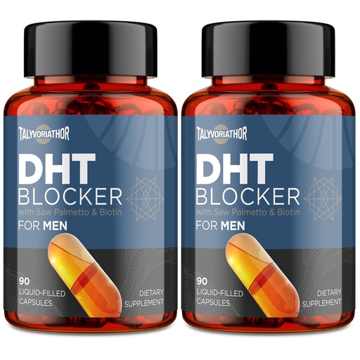 [BRSRAA3RBN7AYG3L] DHT Blocker for Men with Saw Palmetto & Biotin, Hair Growth Formula in Liquid-Filled Capsules, Hair Loss Supplements, Hair Regrowth Vitamins, Proprietary Herbal Blends - 90 Capsules(2 Bottle)